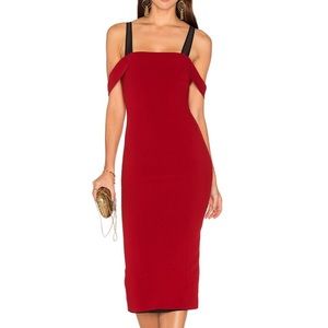 Cinq a sept nova midi dress bodycon off the shoulder with straps